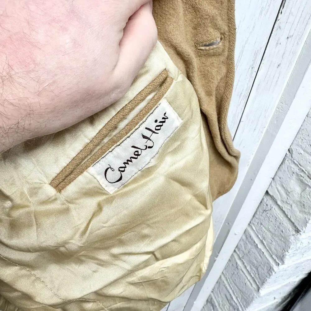 Vtg Camel Hair Norm Thompson Jacket Men Chest 44